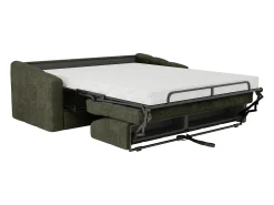 Vente-unique Sofá 3 lugares convertível abertura rápida tecido texturizado verde 140 cm Colchão 14 cm DARIELO^ Sofá