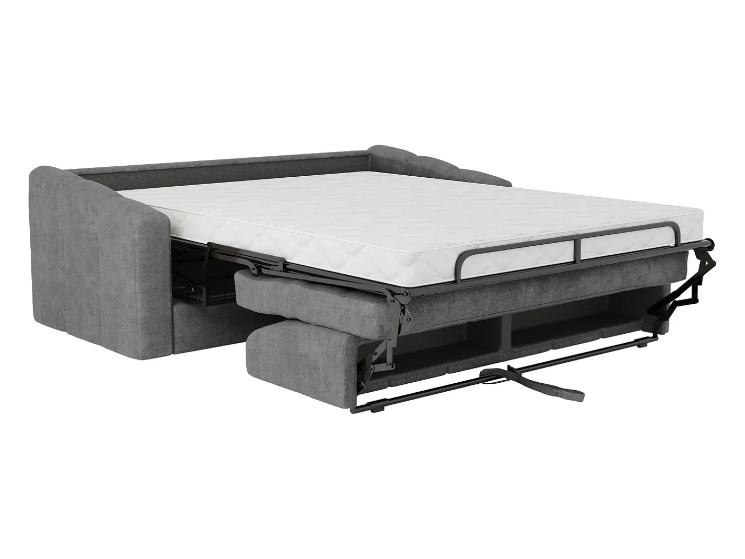 Sofá|Vente-unique Sofá 4 lugares convertível abertura rápida tecido ripas largas 160 cm Colchão 14 cm DARIELO Cinzento