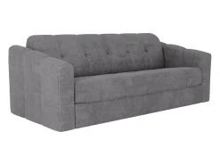 Sofá|Vente-unique Sofá 4 lugares convertível abertura rápida tecido ripas largas 160 cm Colchão 14 cm DARIELO Cinzento