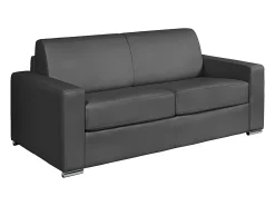 Vente-unique Sofá 3 lugares convertível abertura rápida pele cinza cama 140 cm e colchão 14 cm CALITO^ Sofá