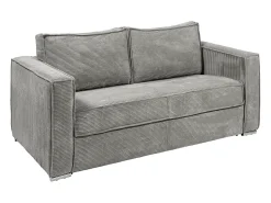 Sofá|Vente-unique Sofá 3 lugares convertível abertura rápida veludo canelado cinza-claro ripas largas 18 cm Cinzento claro