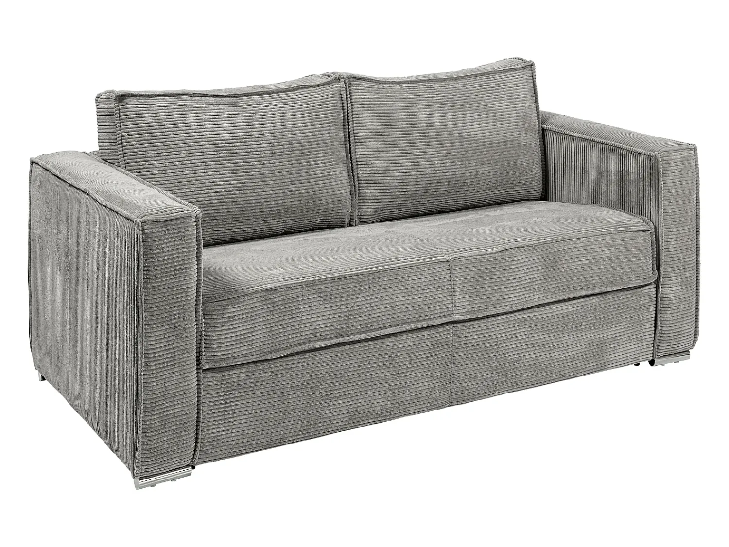Sofá|Vente-unique Sofá 3 lugares convertível abertura rápida veludo canelado cinza-claro ripas largas 18 cm Cinzento claro
