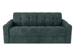 Vente-unique Sofá 3 lugares convertível abertura rápida tecido texturizado azul pato 140 cm Colchão 22 cm DARIELO^ Sofá