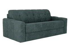 Vente-unique Sofá 3 lugares convertível abertura rápida tecido texturizado azul pato 140 cm Colchão 22 cm DARIELO^ Sofá