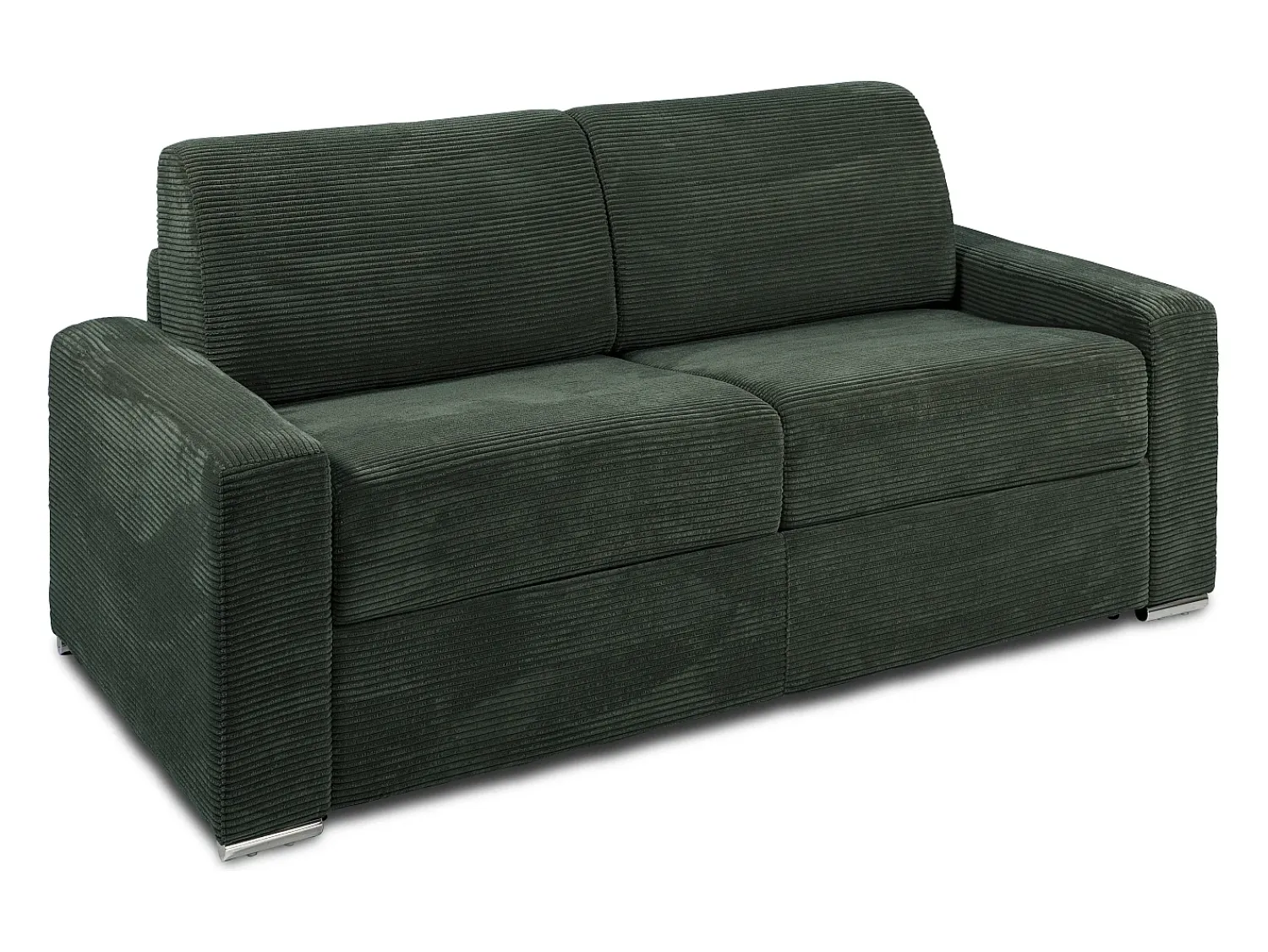 Vente-unique Sofá 3 lugares convertível abertura rápida veludo canelado verde 140cm colchão 14cm CALITO^ Sofá