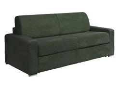 Vente-unique Sofá 4 lugares convertível abertura rápida veludo canelado verde 160 cm e 18 cm CALITO^ Sofá