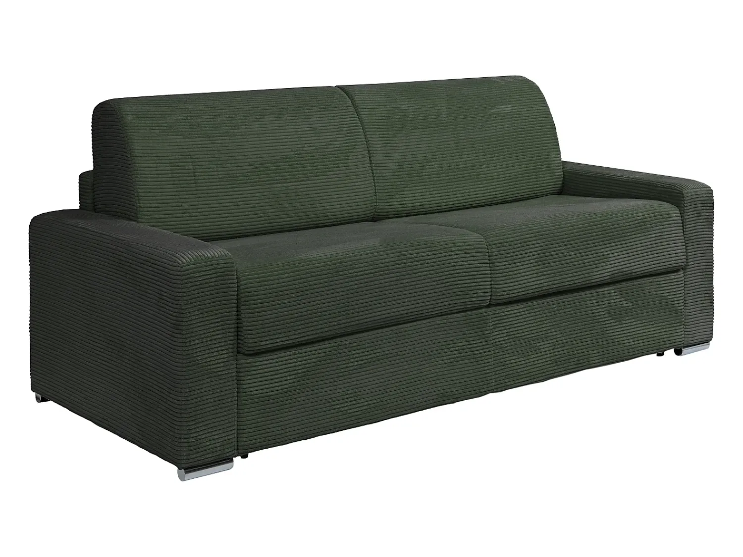 Vente-unique Sofá 4 lugares convertível abertura rápida veludo canelado verde 160 cm e 18 cm CALITO^ Sofá