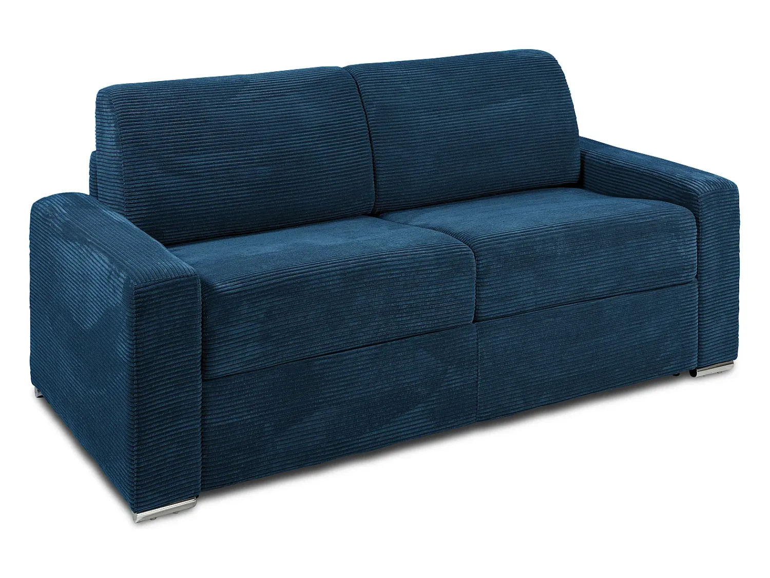 Sofá*Vente-unique Sofá 3 lugares convertível abertura rápida veludo canelado 140 cm e 22 cm CALITO Azul
