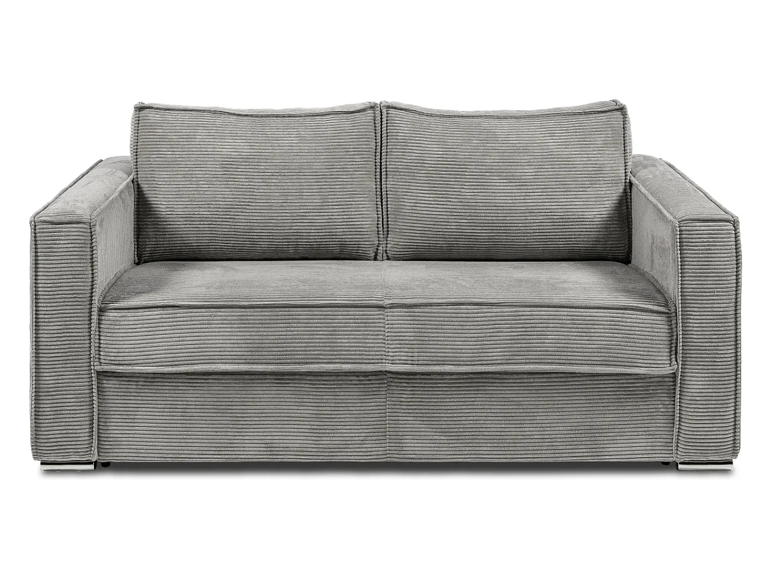 Sofá*Vente-unique Sofá 3 lugares convertível abertura rápida veludo canelado cinza-claro 140cm e 22cm LORETO Cinzento claro