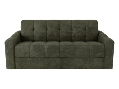Discount Vente-unique Sofá 3 lugares convertível abertura rápida em tecido verde ripas largas 140 cm - 22 cm DARIELO Caqui