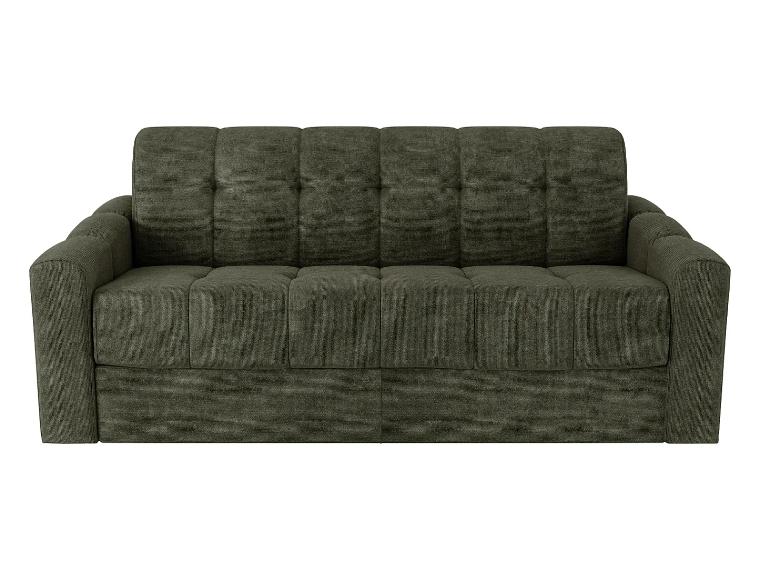 Discount Vente-unique Sofá 3 lugares convertível abertura rápida em tecido verde ripas largas 140 cm - 22 cm DARIELO Caqui