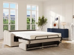 Vente-unique Sofá 3 lugares convertível abertura rápida em tecido texturizado 140 cm Colchão 18 cm DARIELO^ Sofá