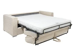 Discount Vente-unique Sofá 4 lugares convertível abert. rápida veludo canelado grosso ripas largas cinza LORETO Cinzento claro