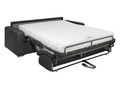 Vente-unique Sofá 3 lugares convertível abertura rápida veludo canelado verde 140cm colchão 18cm CALITO^ Sofá