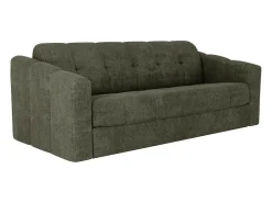 Sofá|Vente-unique Sofá 4 lugares convertível abertura rápida tecido verde ripas largas 160 cm - 14 cm DARIELO Caqui