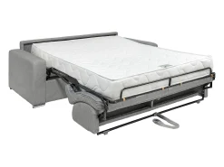 Sofá|Vente-unique Sofá 4 lugares convertível abertura rápida veludo canelado cinza-claro 160cm e 22cm CALITO Cinzento claro