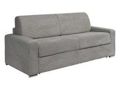 Sofá|Vente-unique Sofá 4 lugares convertível abertura rápida veludo canelado cinza-claro 160cm e 22cm CALITO Cinzento claro