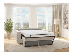 Sofá*Vente-unique Sofá 4 lugares convertível abertura rápida tecido , cama 160 cm e colchão 22 cm BOLIPO Bege