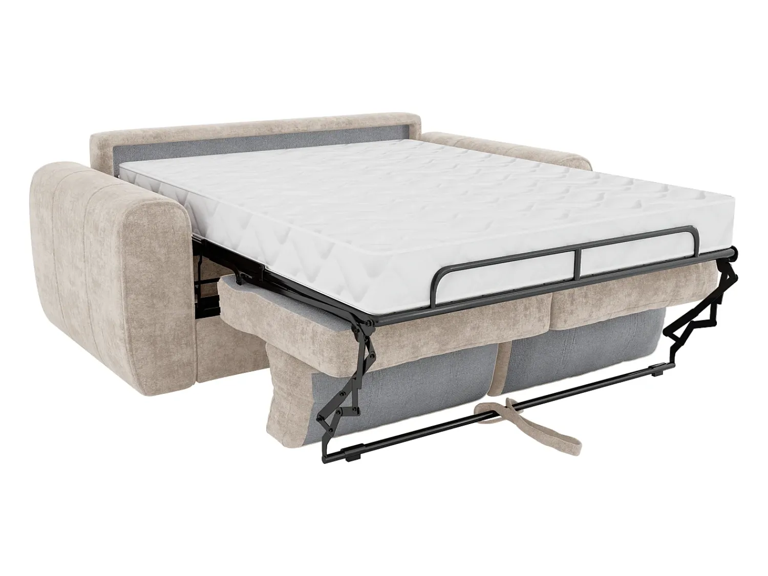 Sofá*Vente-unique Sofá 4 lugares convertível abertura rápida tecido , cama 160 cm e colchão 22 cm BOLIPO Bege