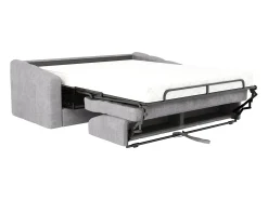 Sofá|Vente-unique Sofá 4 lugares convertível abertura rápida tecido texturizado 160 cm Colchão 18 cm DARIELO Cinzento claro