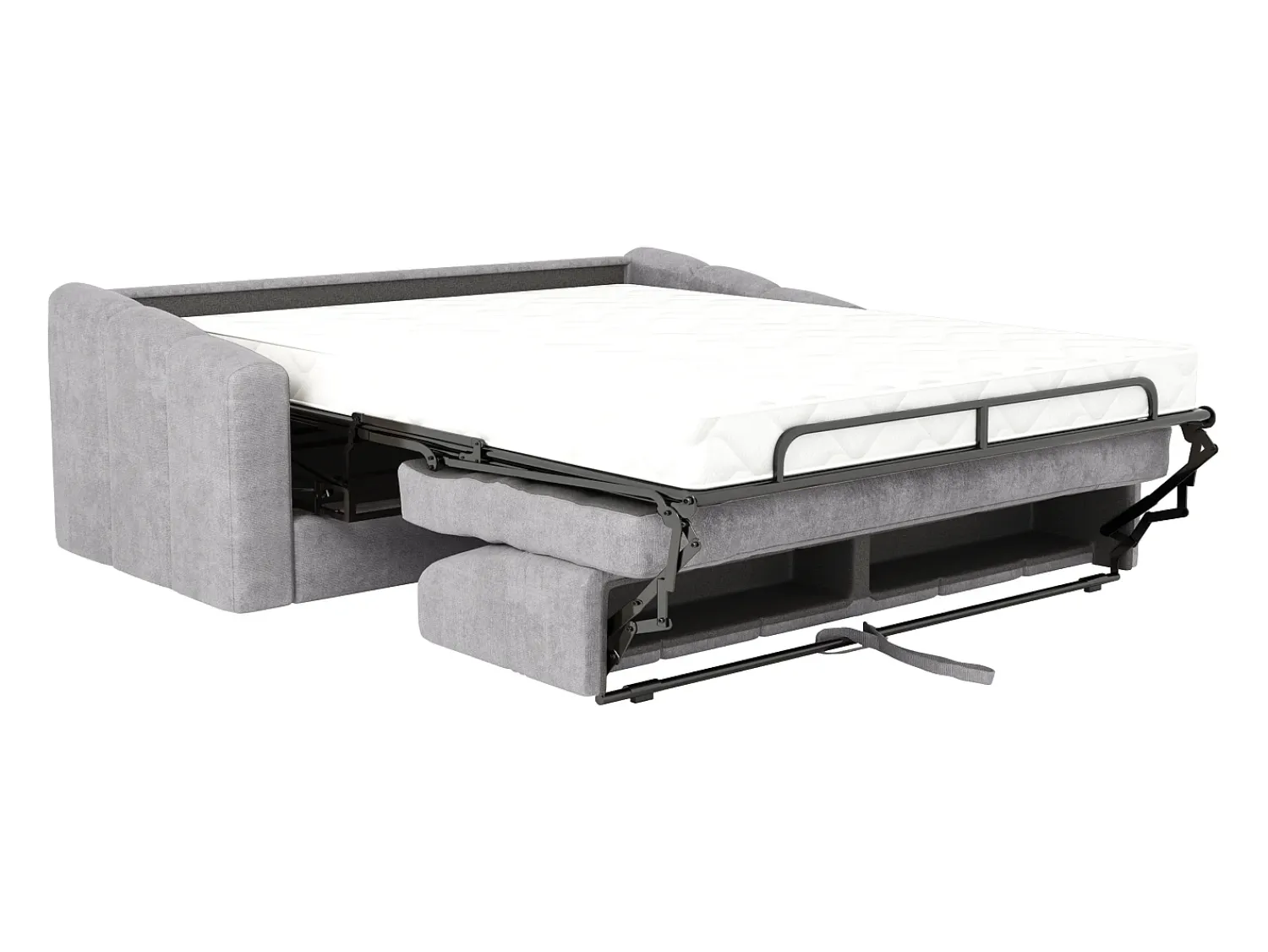 Sofá|Vente-unique Sofá 4 lugares convertível abertura rápida tecido texturizado 160 cm Colchão 18 cm DARIELO Cinzento claro