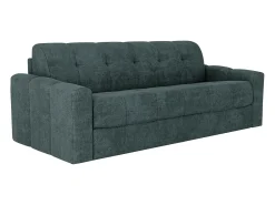 Vente-unique Sofá 4 lugares convertível abertura rápida tecido azul ripas largas 160 cm Colchão 22 cm DARIELO^ Sofá