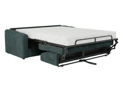 Vente-unique Sofá 4 lugares convertível abertura rápida tecido azul ripas largas 160 cm Colchão 22 cm DARIELO^ Sofá