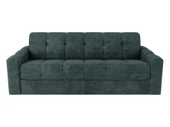 Vente-unique Sofá 4 lugares convertível abertura rápida tecido azul ripas largas 160 cm Colchão 22 cm DARIELO^ Sofá