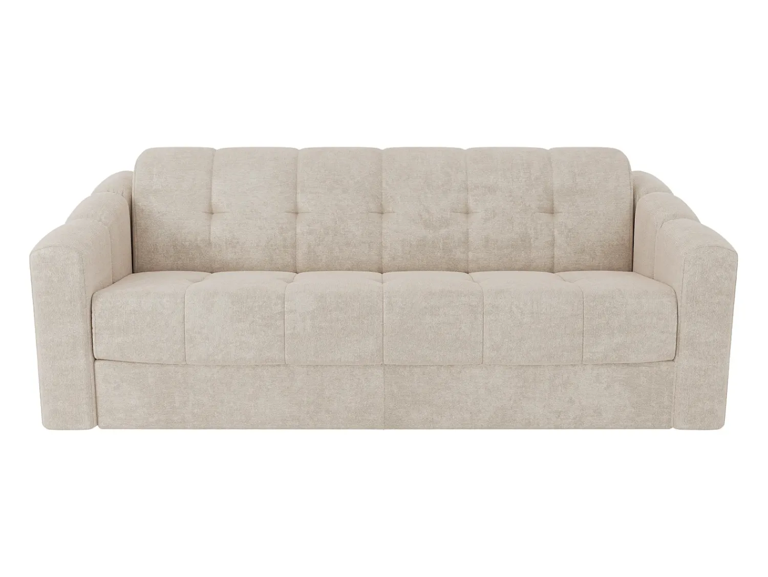 Clearance Vente-unique Sofá 3 lugares convertível abertura rápida tecido ripas largas 140 cm Colchão 22 cm DARIELO Bege