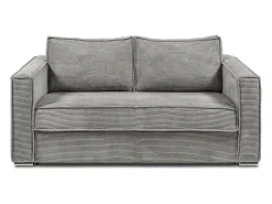 New Vente-unique Sofá 3 lugares convertível abertura rápida veludo canelado cinza-claro ripas largas 22 cm Cinzento claro