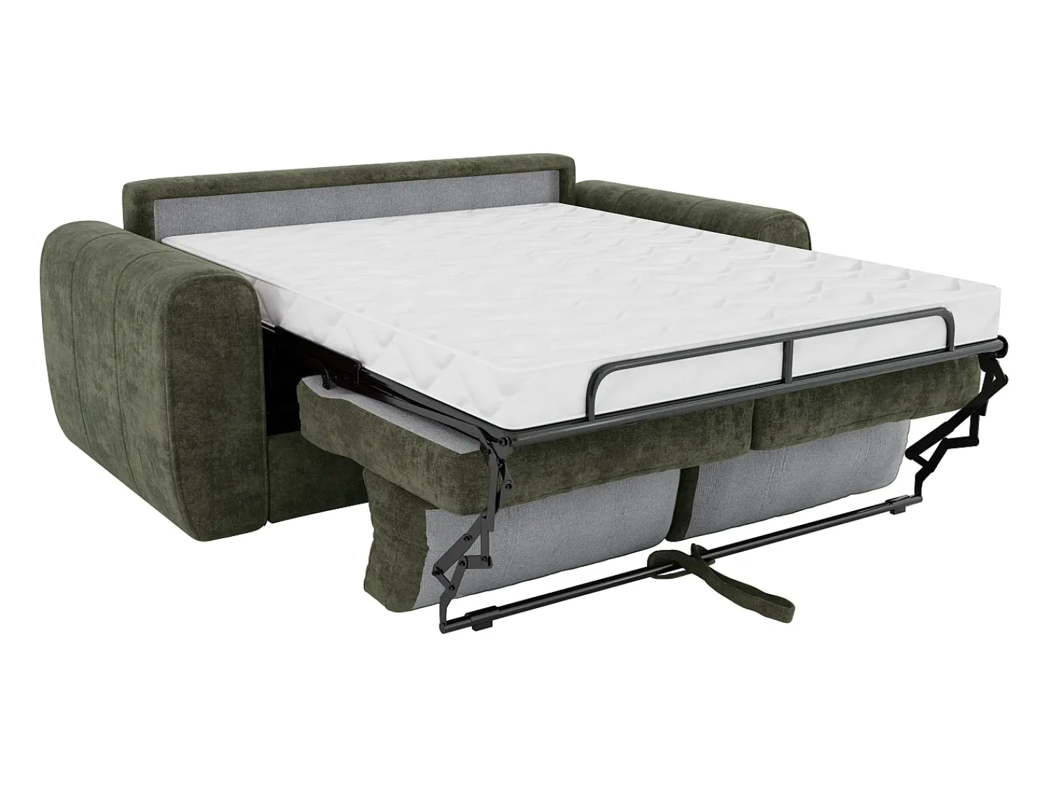 Sofá|Vente-unique Sofá 3 lugares convertível abertura rápida tecido , cama 140cm e colchão 14cm BOLIPO Verde