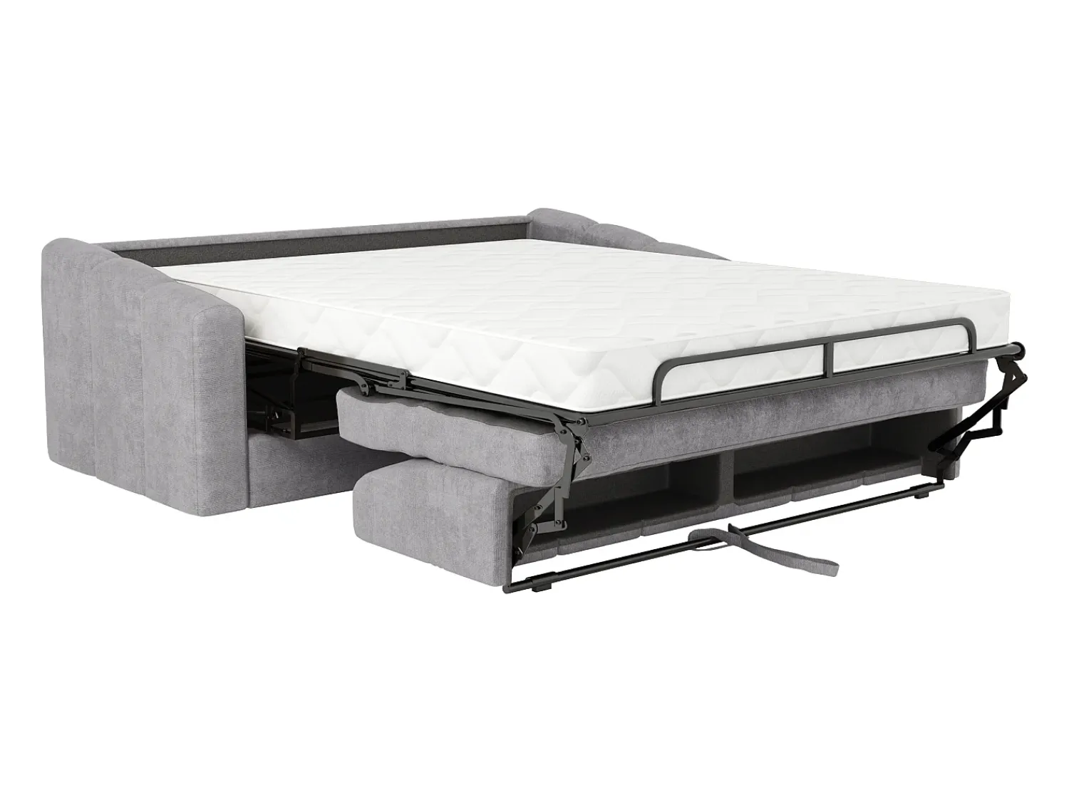 Sofá*Vente-unique Sofá 3 lugares convertível abertura rápida tecido texturizado 140 cm Colchão 18 cm DARIELO Cinzento claro