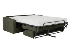 Sofá|Vente-unique Sofá 3 lugares convertível abertura rápida tecido texturizado verde 140 cm Colchão 22 cm DARIELO Caqui