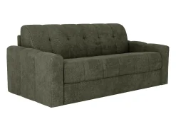 Sofá|Vente-unique Sofá 3 lugares convertível abertura rápida tecido texturizado verde 140 cm Colchão 22 cm DARIELO Caqui