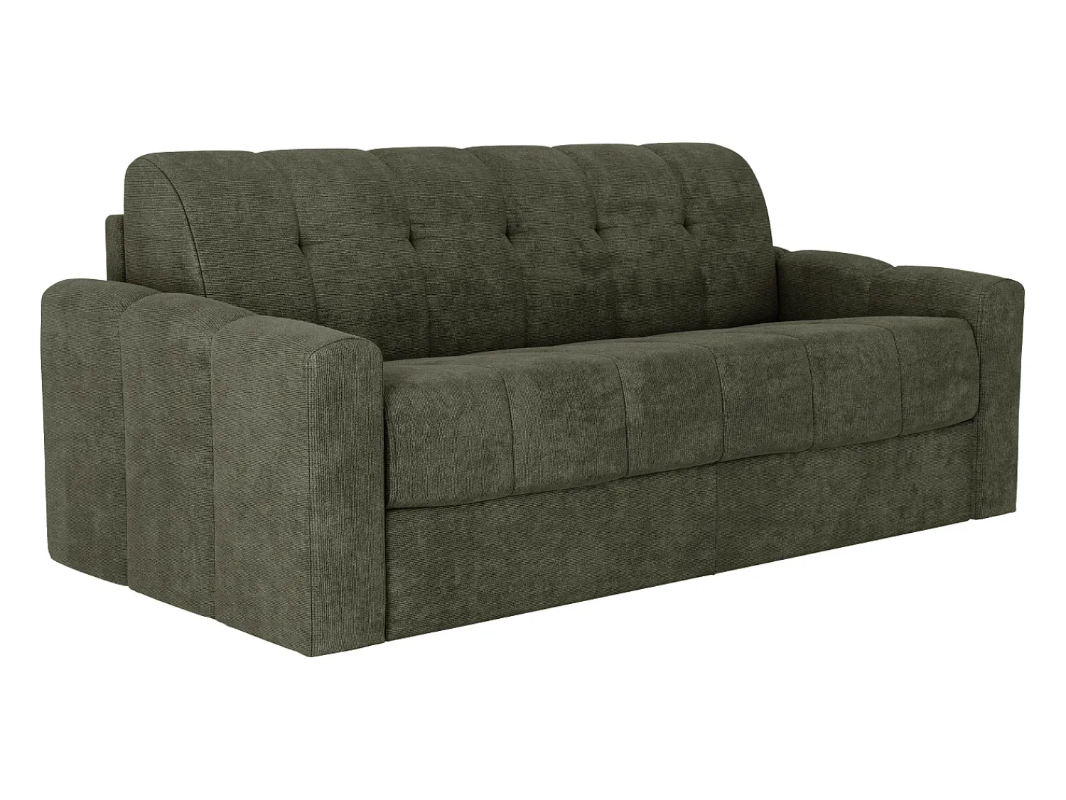Sofá|Vente-unique Sofá 3 lugares convertível abertura rápida tecido texturizado verde 140 cm Colchão 22 cm DARIELO Caqui