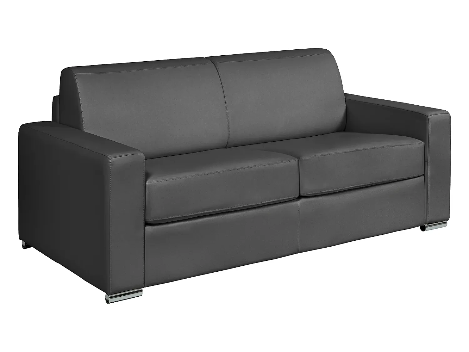 Vente-unique Sofá 3 lugares convertível abertura rápida pele cinza cama 140 cm e colchão 22 cm CALITO^ Sofá