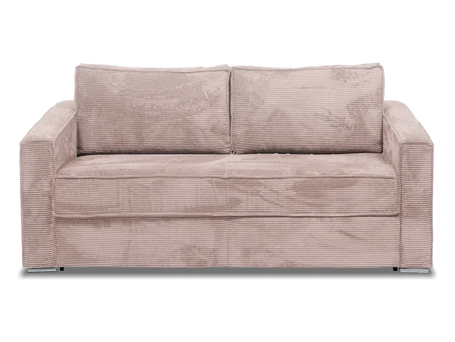 Sofá*Vente-unique Sofá 4 lugares convertível abertura rápida veludo canelado cor-de- ripas largas 22 cm Rosa
