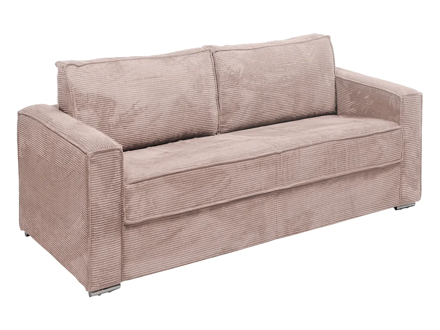 Sofá*Vente-unique Sofá 4 lugares convertível abertura rápida veludo canelado cor-de- ripas largas 22 cm Rosa