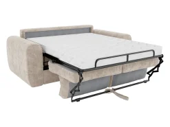 Sofá|Vente-unique Sofá 3 lugares convertível abertura rápida tecido , cama 140 cm e colchão 14 cm BOLIPO Bege