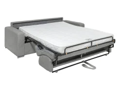 Sofá*Vente-unique Sofá 4 lugares convertível abertura rápida veludo canelado cinza-claro 160cm e 14cm CALITO Cinzento claro
