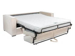 Best Vente-unique Sofá 4 lugares convertível abert. rápida tecido chenille 160cm colchão 18cm LORETO Bege
