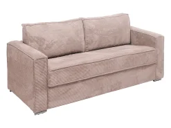Sofá|Vente-unique Sofá 4 lugares convertível abertura rápida veludo canelado cor-de- ripas largas 14 cm Rosa