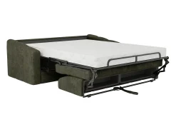 Sofá*Vente-unique Sofá 4 lugares convertível abertura rápida tecido texturizado verde 160 cm Colchão 18 cm DARIELO Caqui