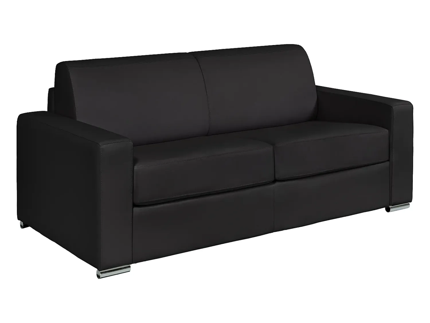 Vente-unique Sofá 3 lugares convertível abertura rápida pele preta cama 140 cm e colchão 18 cm CALITO^ Sofá