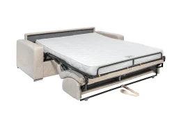 Clearance Vente-unique Sofá 4 lugares convertível abertura rápida veludo canelado 160 cm e 14 cm CALITO Bege