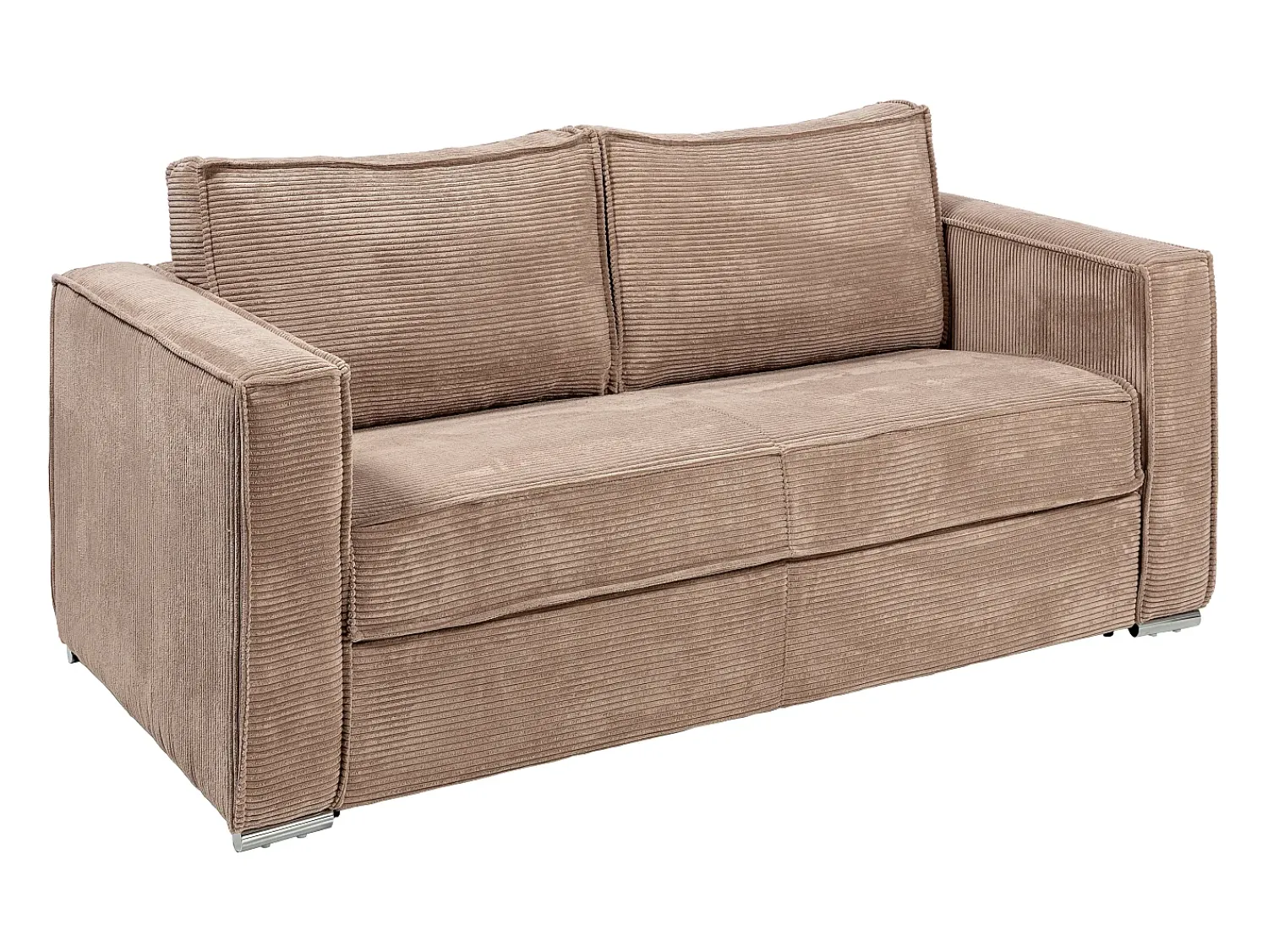 Sofá*Vente-unique Sofá 3 lugares convertível abertura rápida veludo canelado 140cm e 14cm LORETO Taupe