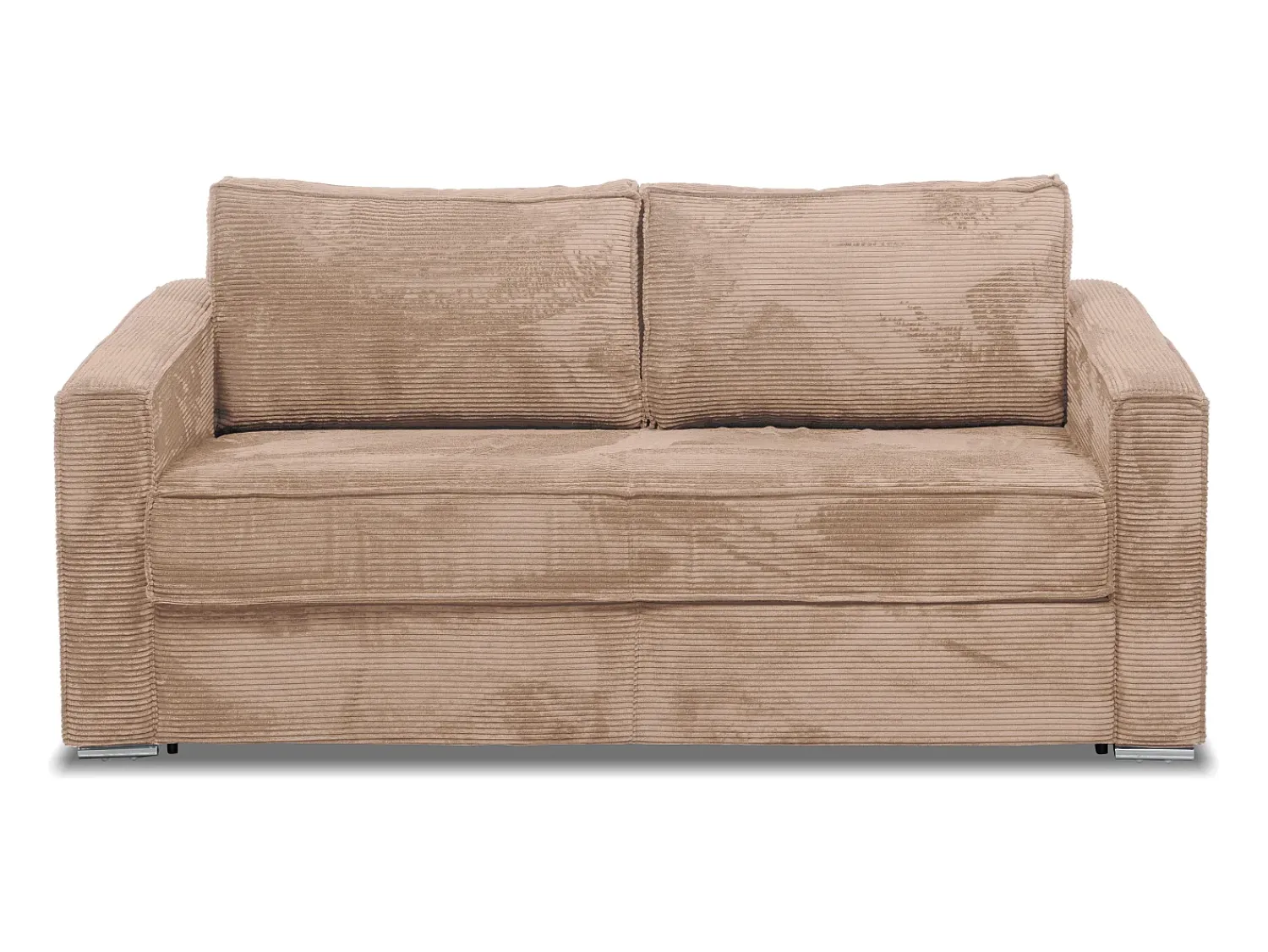 Clearance Vente-unique Sofá 3 lugares convertível abertura rápida veludo canelado ripas largas 14 cm Taupe