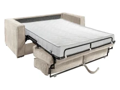 Clearance Vente-unique Sofá 3 lugares convertível abertura rápida veludo canelado ripas largas 14 cm Taupe