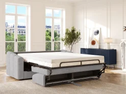 Vente-unique Sofá 3 lugares convertível abertura rápida tecido ripas largas 140 cm - 22 cm DARIELO^ Sofá