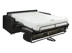 Sofá*Vente-unique Sofá 3 lugares convertível abertura rápida pele preta cama 140 cm e colchão 22 cm CALITO Preto